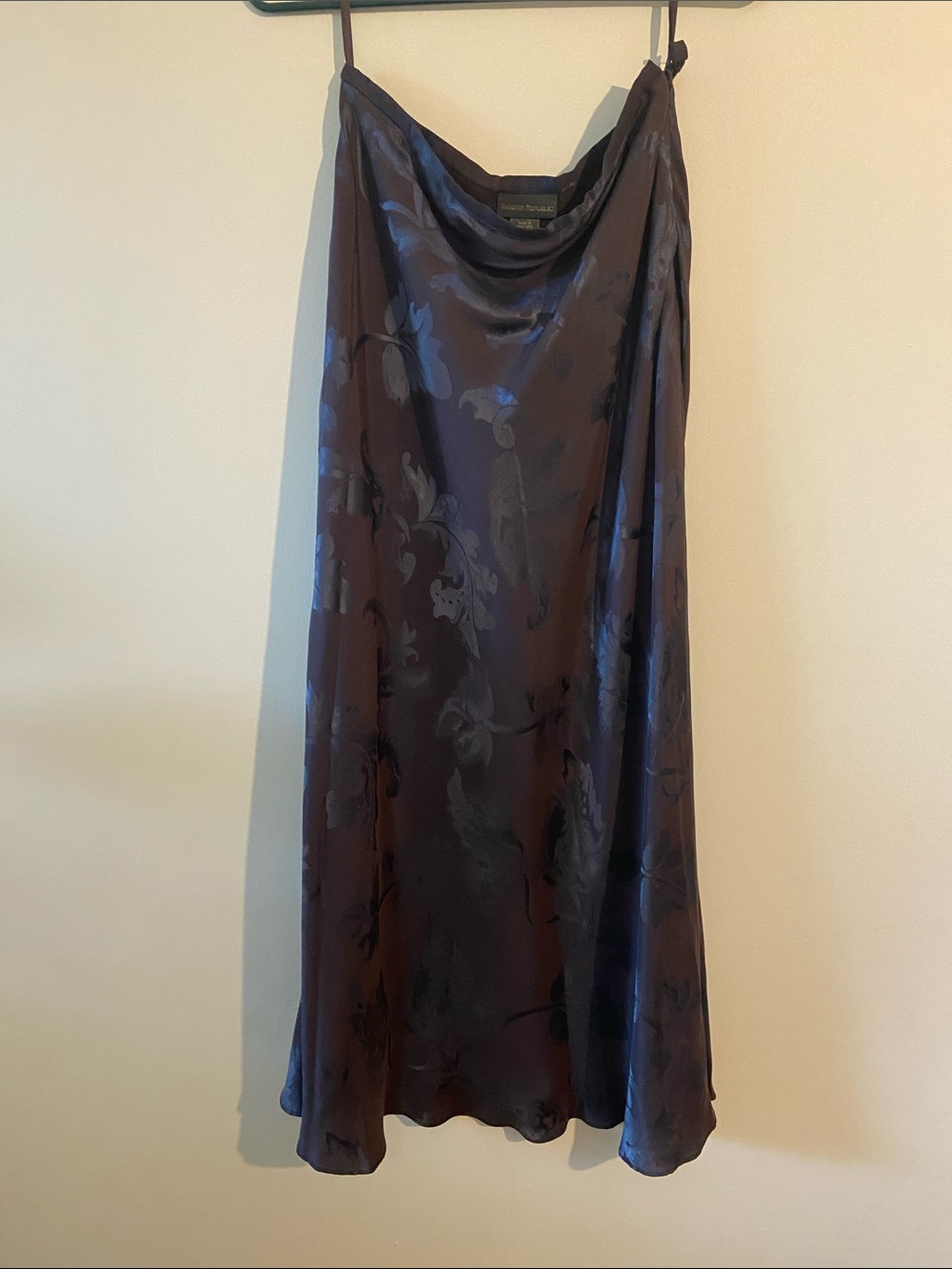 Banana Republic Satin A-Line Skirt in Deep Plum and Navy